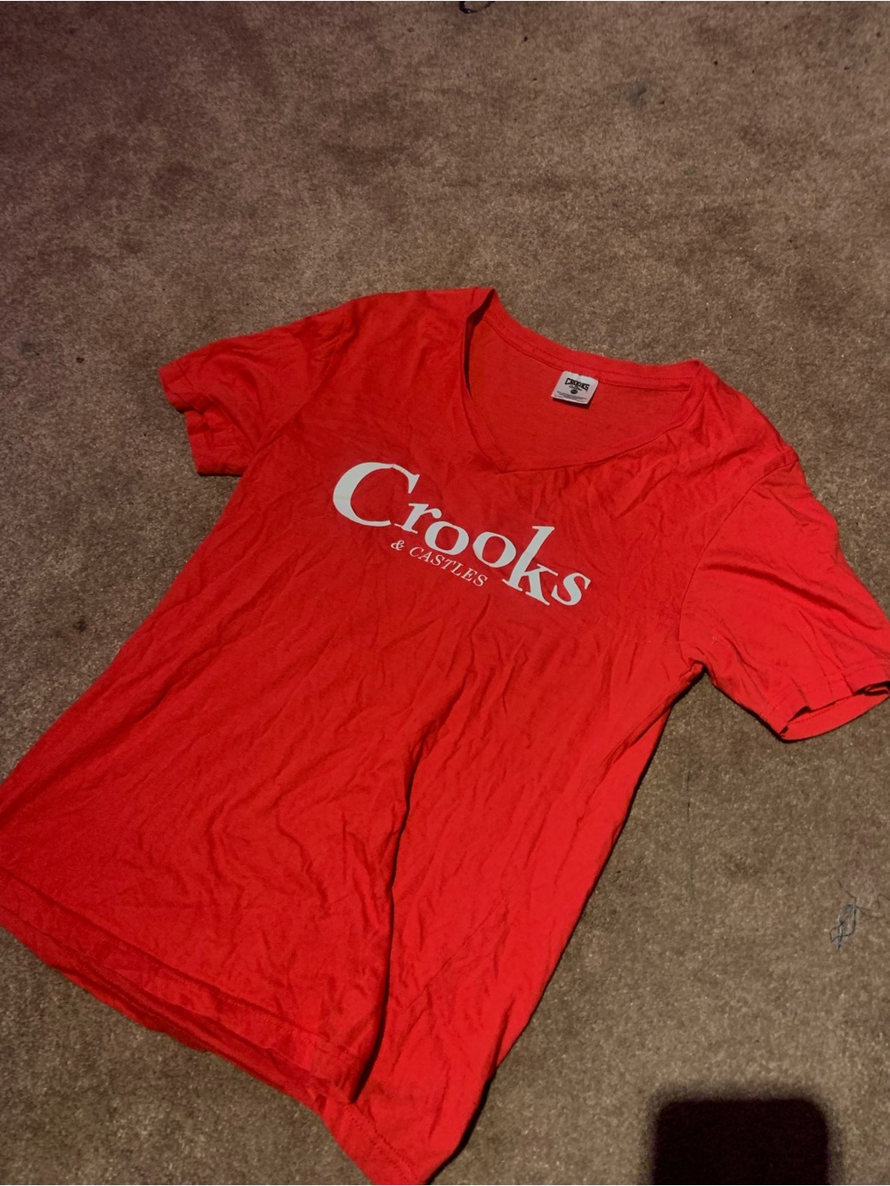 Crooks & Castles Red Logo Tee V neck